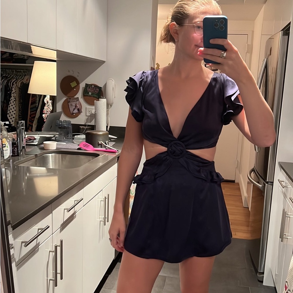 Zini silk navy mini dress